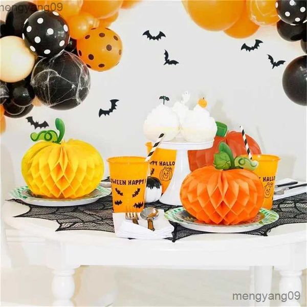 Outros suprimentos de festa festiva Halloween Party Decoração Abóbora Papel Honeycomb Bola Pingente Jardim de Infância Festival Festival Shopping Janela Decorat R231011