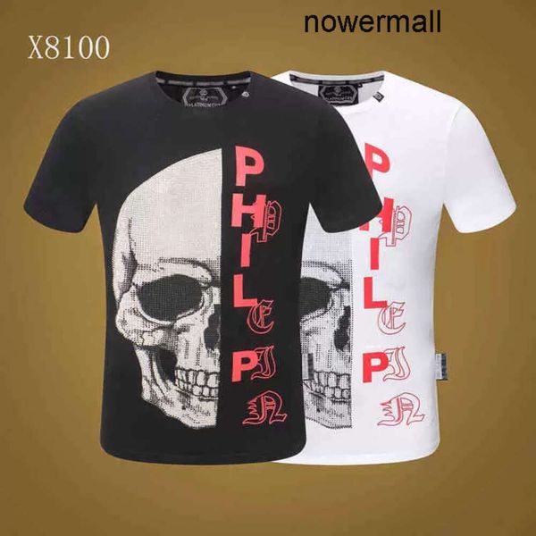 Мужская футболка Philipps n pp head, властная рубашка, модная футболка с черепом, модный горячий бренд, индивидуальность, PP, круглый короткий рукав Qjx, IO2V