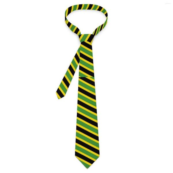 Papillon Cravatta con bandiera giamaicana Stampa a righe Collo da festa di nozze Retro Casual Per cravatta da uomo con colletto stampato Idea regalo