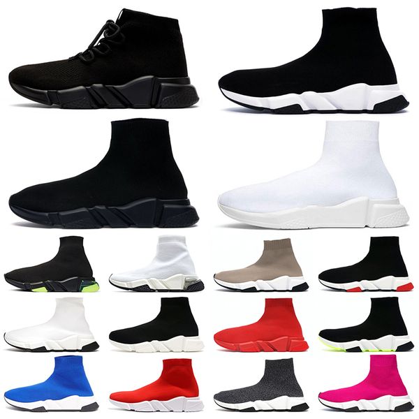 Designer meias sapatos casuais placa-forma mens sapatos velocidade 2.0 1.0 treinador preto branco corredor tênis rendas até mocassins meia sapato botas treinadores