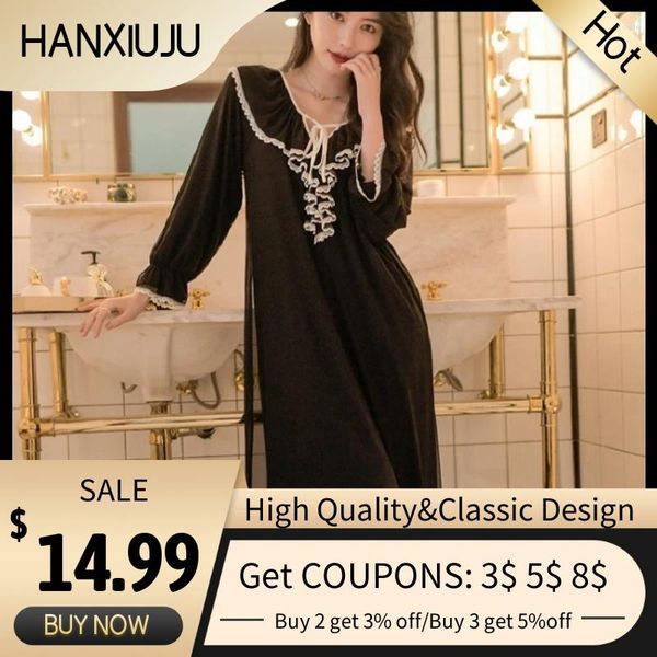 Mulheres sleepwear vintage luxo modal gaze longo laço macio elegante vestido primavera outono verão solto nighty folga