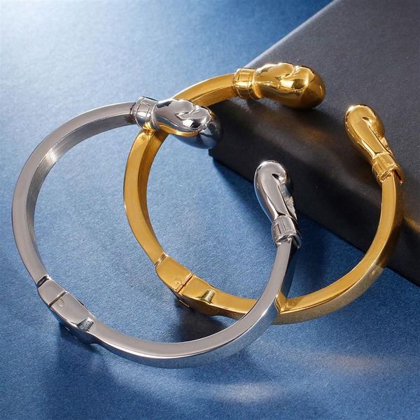 Guantoni da boxe Stile Braccialetti da uomo Braccialetti per uomo Oro Acciaio inossidabile Uomo aperto Gioielli maschili PolsinoBangle Bangle2916