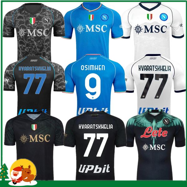 23 24 Napoli Soccer Trikots Maglietta Osimhen Insigne 2023 2024 Naples Politano di Lorenzo Maglia Mertens Maradona Milik Kvaratskhelia Männer Kids Kit Fußballträchter