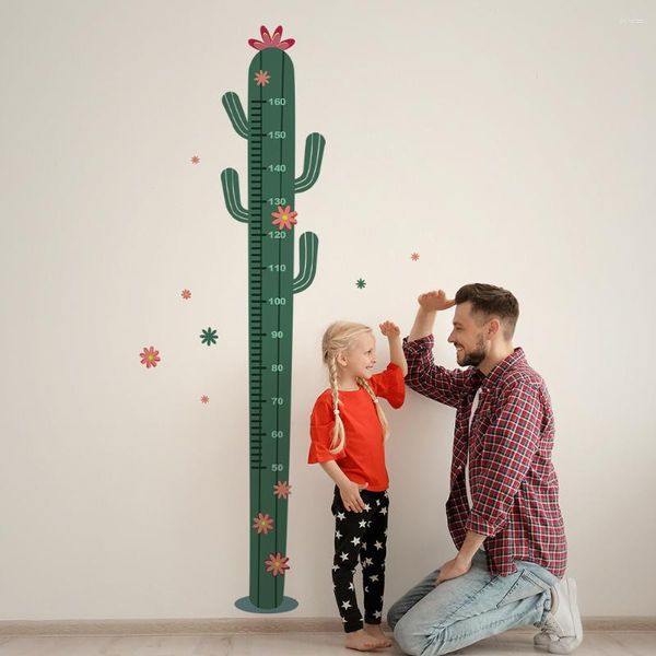 Estatuetas decorativas decoração crianças gráfico de medição parede cactus na moda quarto festa adesivos decalques altura criança