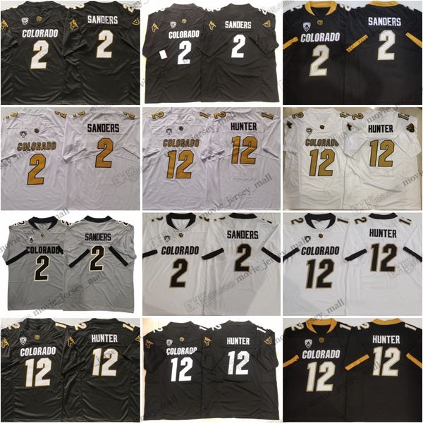 2023 NCAA Colorado Buffaloes College Football Jersey 12 Shedeur Sanders 12 Travis Hunter Maglia cucita oro bianco nero grigio