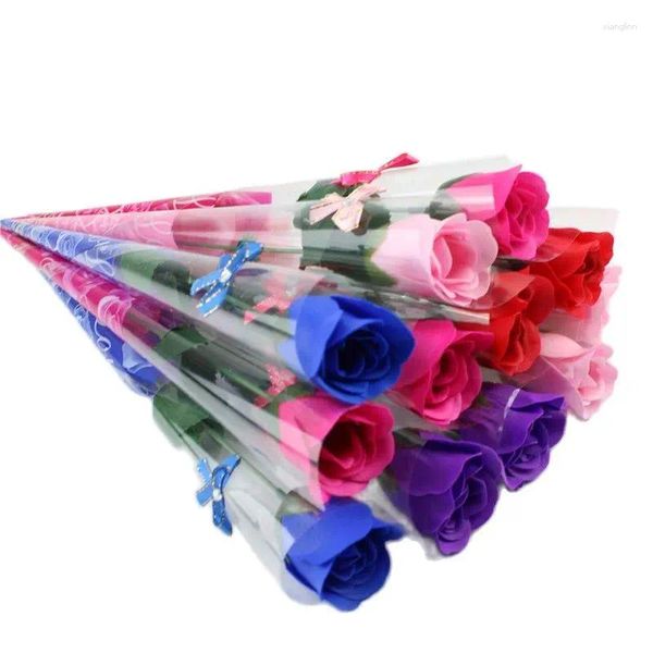 Fiori decorativi 20 pezzi artificiali per decorazione sapone rosa mini rose lunghe per sempre con confezione regalo