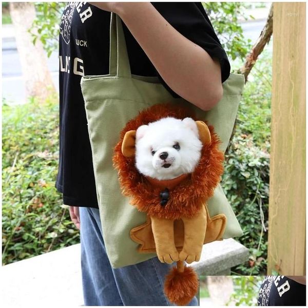 Trasportini per gatti Casse Case Trasportini Lion Design Borsa per trasporto animali domestici Borsa per cani portatile traspirante Borse da viaggio in uscita Animali domestici Han Otwfa