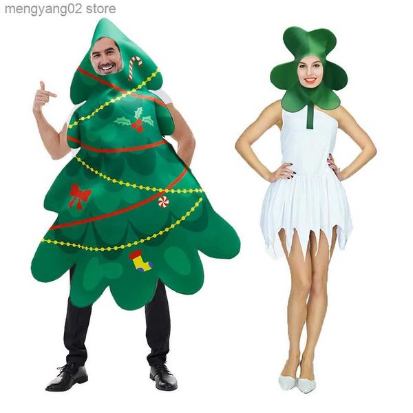 Costume a tema Vacanze di Natale Coppie Green Xmas Tree Cosplay Cotumes Party Wear Stage Performance Alberi di Natale Cos Puntelli Foglia Copricapo T231011