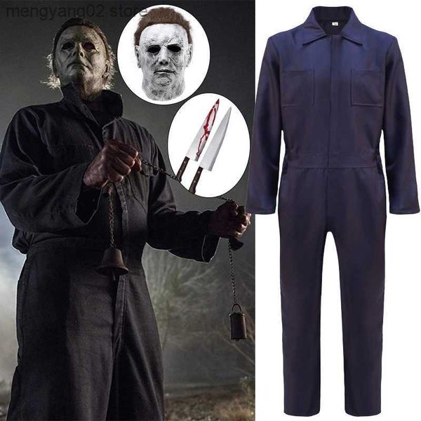 Tema Kostüm Cadılar Bayramı Terör Filmi Michael Myers Cosplay Gelin Korkunç Lateks Hayalet Maske Üniforması Cadılar Bayramı Erkekler İçin Gelin T231011