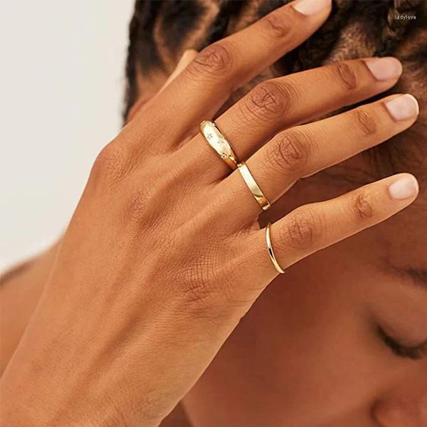 Cluster Ringe Mode Gold Farbe Zirkonia Stern Finger Für Frauen Vintage Einstellbare Offene Schmuck Ring Manschette