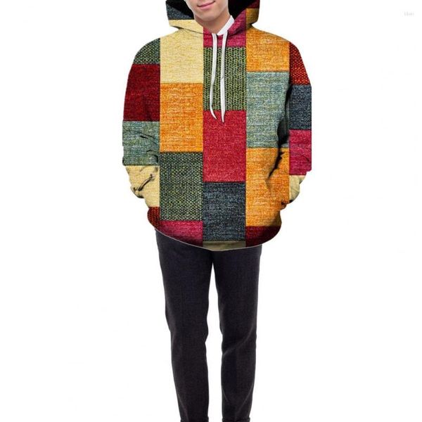 Felpe con cappuccio da uomo Felpa con cappuccio color block Felpa con cappuccio color block geometrica unisex invernale elegante stampa 3D morbida per le donne