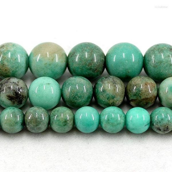 Pedras preciosas soltas pedra natural verde turquesa ágata contas redondas fio 6/8/10mm 15 tamanhos para fazer joias diy colar pulseira