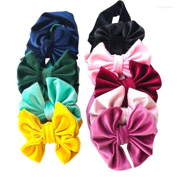 Acessórios de cabelo macio veludo bebê headbands grande arco outono primavera elástico infantil criança turbante largo crianças headwear