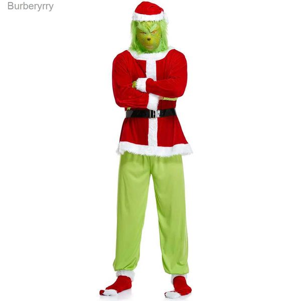 Traje temático 2023 outono e inverno Halloween Ano Novo Papai Noel Plush Come COS Party Verde Engraçado Masculino e Feminino Cocktail Night ShowL231010