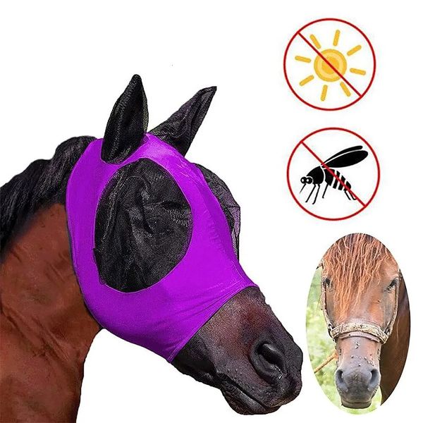 Small Animal Supplies 1PC Pferdefliegenmasken Anti-Mücken-Elastiknetz-Gesichtsschutz Waschbare Kopfbedeckung Outdoor-Reiten Reitausrüstung 231010