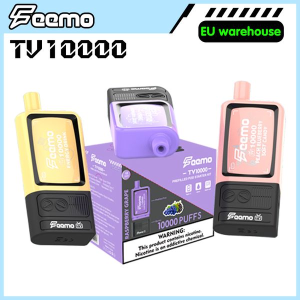 Стартовый набор Vape pod Оптовая цена Feemo TV одноразовая электронная сигарета 10 тыс. затяжек с сетчатой катушкой Доступны OEM / ODM 20 мл 10 вкусов одноразовая коробка для электронных сигарет