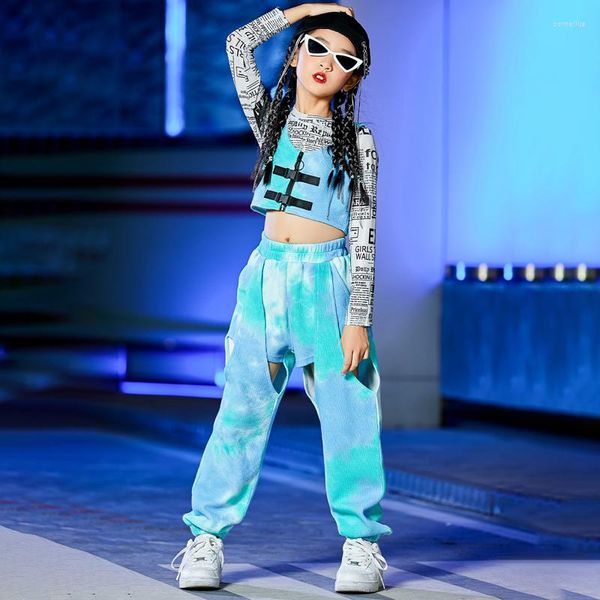 Abbigliamento da palcoscenico Abbigliamento Abiti da ballo di strada per bambini Abiti di tendenza hip-hop Ragazze Sfilata di passerelle Costumi Kids Jazz