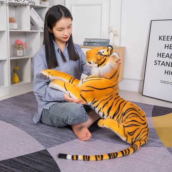 Decorazioni natalizie 25-120CM Giocattoli tigre gigante di alta qualità Animali di peluche realistici Giocattolo Giocattoli per bambini Bambini Regalo di Natale per bambini