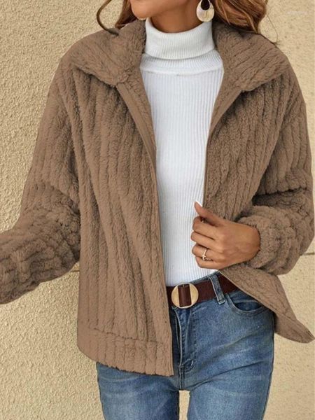 Jaquetas femininas velo mulheres inverno oversized quente teddy casaco feminino vintage pele de pelúcia jaqueta senhora zip up fuzzy manga longa outwear