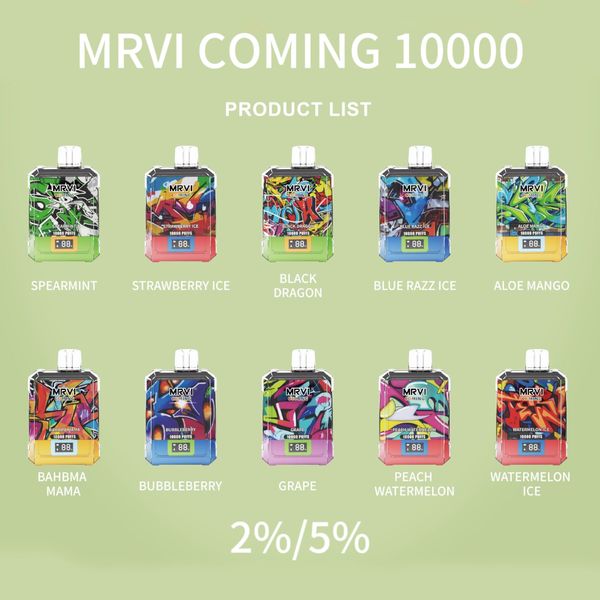 Spedizione veloce Mrvi Coming 10000 Puff 12000 Vapes monouso Pen E Sigaretta 19ml Mesh Coil Monouso Preriempito Pod Mrvi Bar vs Tornado 7k 9k 10k puff vape