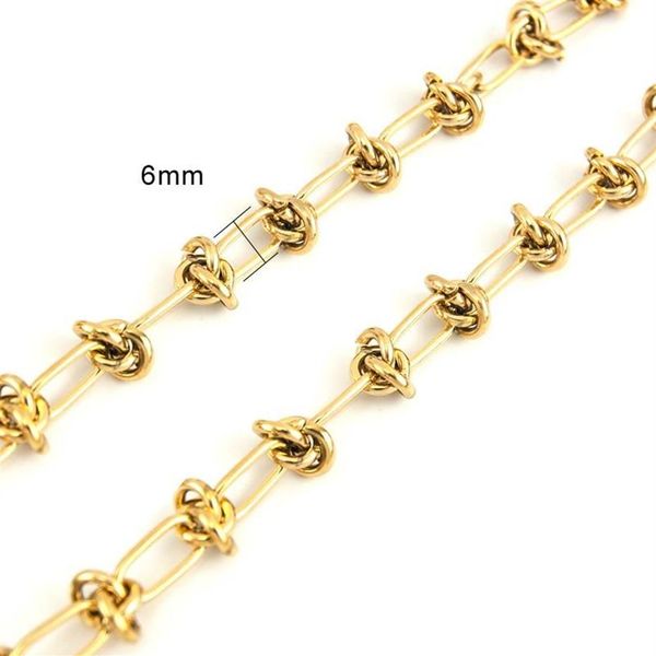 Ketten verkaufen im Meter ohne Verschluss für Frauen Männer Edelstahl Knotenkette dicke schwere Goldfarbe Metall Mode Punk Jewelry2011