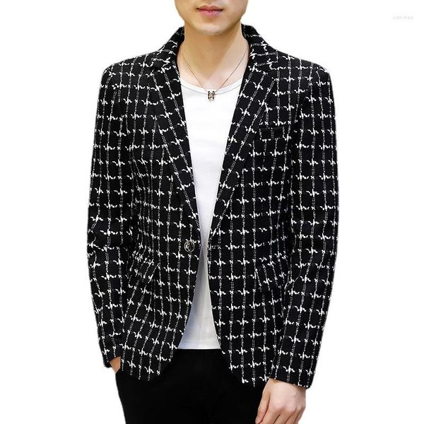 Ternos masculinos boutique casual cavalheiro estilo britânico personalidade pequeno terno desempenho vestido versão coreana moda homem casaco fino