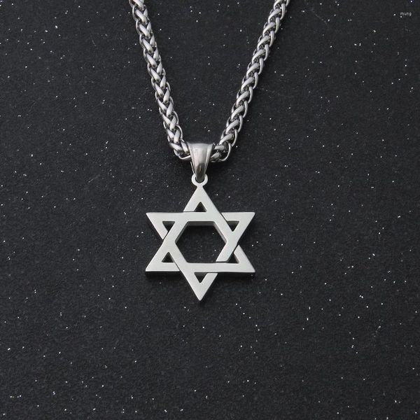 Anhänger Halsketten Jüdische Bibel Edelstahl Hexagramm Kette Halskette Frauen Männer Ausschnitt Stern Von David Hexagon Choker Mezuzah Schmuck