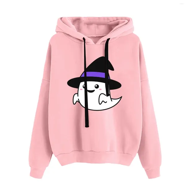 Hoodies femininos senhoras tripulação pescoço manga longa impressão de halloween com capuz elegante camisa de treino moletom feminino extra grande