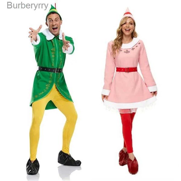 Tema traje natal elfo cosplay vem terno verde para mulheres roupa masculina natal carnaval festa fantasia vestido ano novo adulto roupas l231010