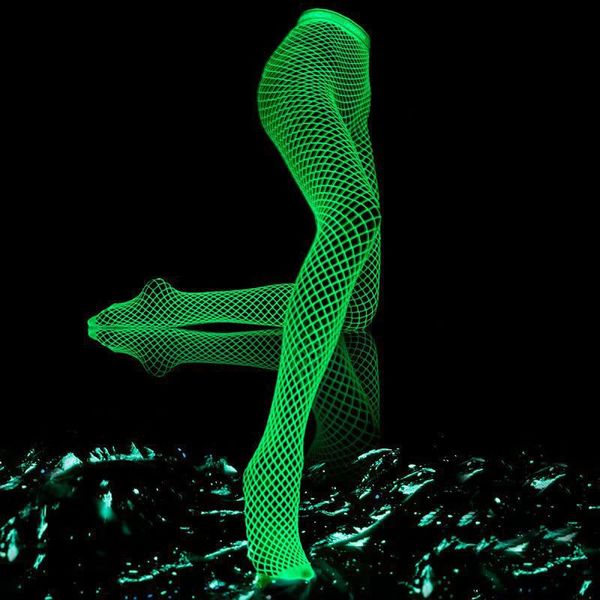 Urban Sexy Dresses Leuchtend leuchtende Netzsocken, im Dunkeln leuchtende Strümpfe, Leggings für Frauen, Strumpfhosen mit hoher Taille, 231011