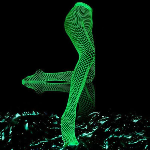 Abiti sexy urbani Calzini a rete luminosi luminosi Glow In The Dark Calze Leggings per donna Collant a vita alta 231011