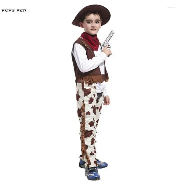 Traje temático M-XL criança crianças cowboy cosplays trajes de halloween para meninos carnaval purim palco jogar masquerade vestido de festa de natal