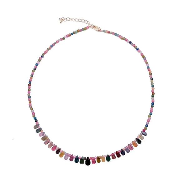 Chokers Natural Multi Color Turmalina Gemstone Choler Colar Handmade Jóias 231010