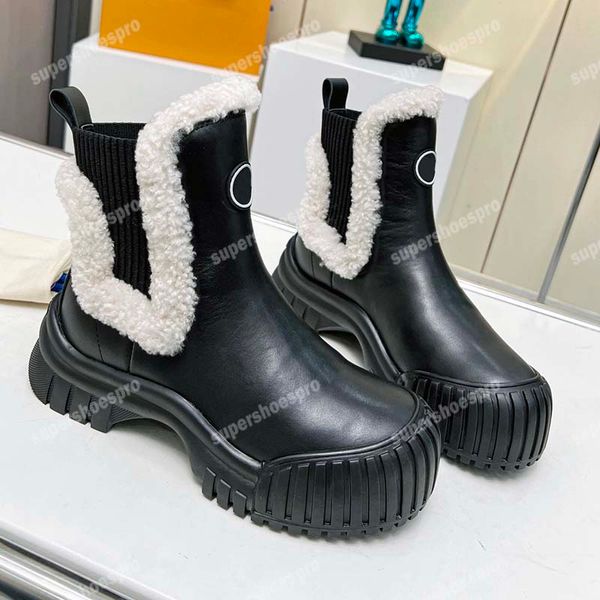 Mulheres botas de inverno designer botas de couro real sapatos de moda plataforma de alta qualidade tornozelo sapato sola grossa bota deslizamento-on rendas unisex