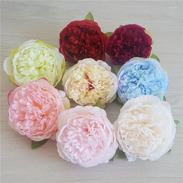 Flores decorativas 10 tamanhos 10cm cabeça de flor de peônia artificial para festa de casamento decoração de fundo de parede diy buquê de noiva carro