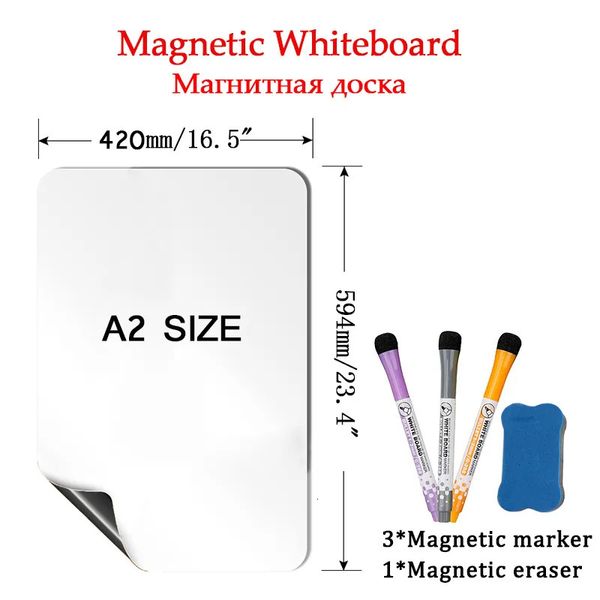 Quadros brancos A2 tamanho quadro branco magnético adesivos macios grande quadro branco mensagem escrita desenho escritório escola geladeira ímãs plano semana 231007