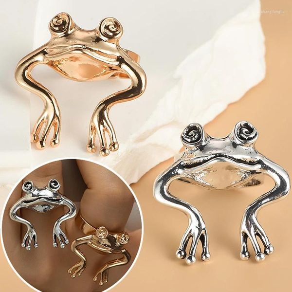 Anelli a grappolo Stile freddo e indifferente che crea vecchio anello di rana aperto Personalità vintage Apertura con dito Accessori di gioielli per animali regolabili