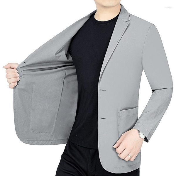 Ternos masculinos verão fino elástico proteção solar terno para pessoas de meia-idade e jovens casual única peça superior pai jaqueta