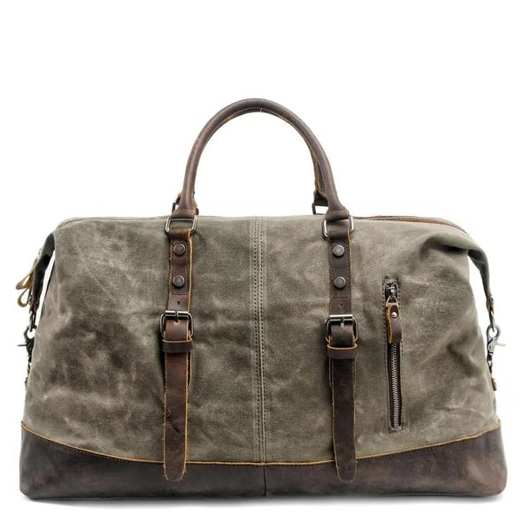 Duffel Taschen Will Kapazität Mann Tragbare Reisetasche Europäische Wasserdichte Wachs Öl Leinwand Messenger Gepäck Paket Crazy Horse Rindsleder 231010