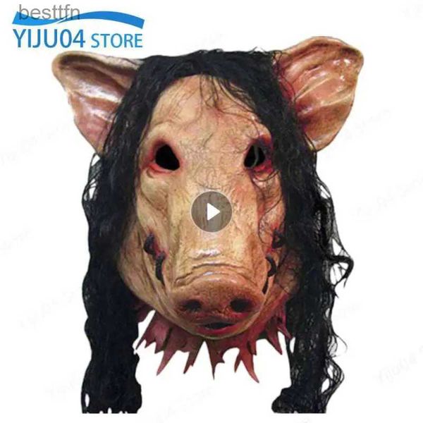 Аксессуары для костюмов Хэллоуин Scary S Pig Head Mask Косплей Вечеринка Ужасные маски животных Ужасы для взрослых Come Fancy Dress Праздничные аксессуары для вечеринокL231011