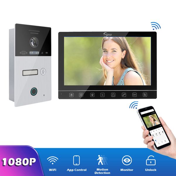 Tuya Smart Mobile App Mobile Remote WiFi Video Intercom System Smart Video Phone Phone de 10 polegadas Full 1080p Suporte de tela RFID Desbloqueio