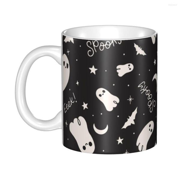 Tazze Personalizzate Spettrale Simpatico Fantasma di Halloween Tazza Fai da te Goth Occulto Strega Pipistrelli Tè in ceramica Tazze di caffè al latte Lavoro all'aperto Tazza da campeggio