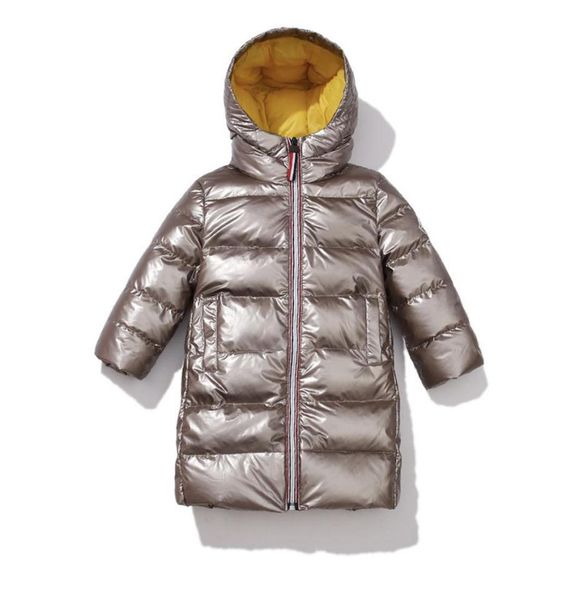 Modische Designer-Kinderkleidung, Kinder-Winterjacke für Kinder, Silber, Gold, Jungen-Kapuzenmantel, Baby-Outwear, Parka, Mädchen