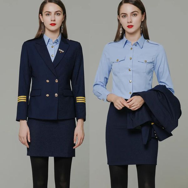 Vestido de duas peças uniforme de atendente de luz feminino estudante entrevista arte exame roupas aeromoça uniforme terno de negócios el macacão feminino 231010