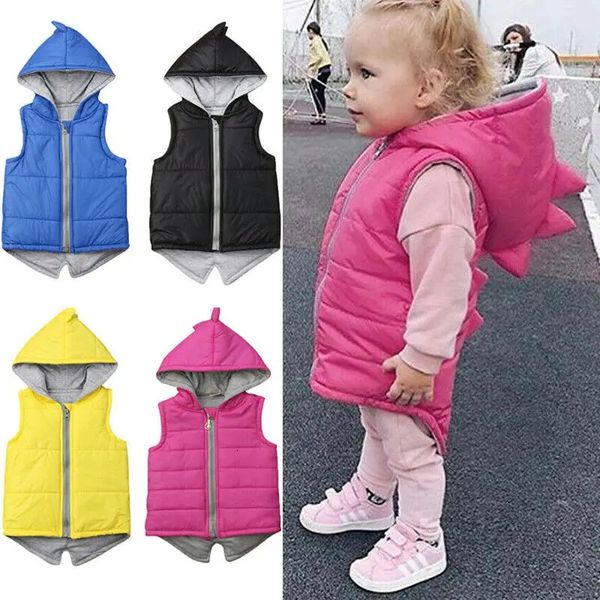 Weste Mode Kind Mädchen Junge Dinosaurier Westen Hoodie Jacke Mantel Winter Warme Oberbekleidung 17Y 231010