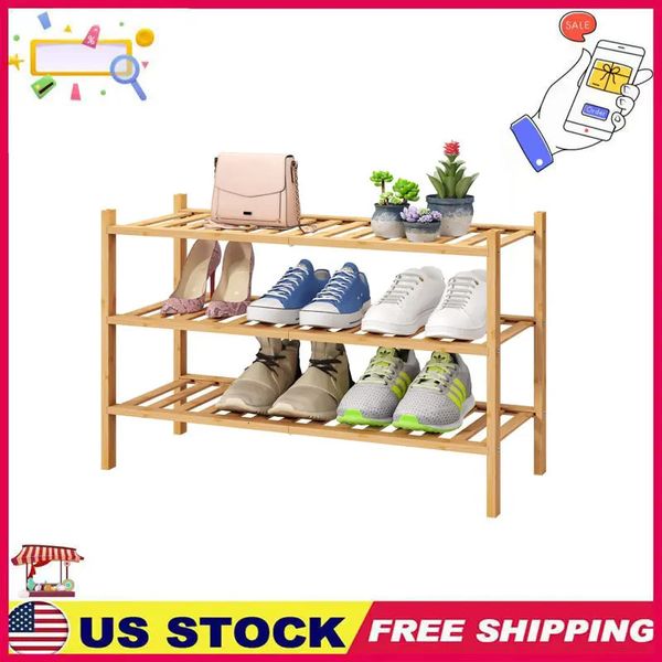 Suportes de armazenamento Racks 3Tier Free Standing Shoe Racks StackableBeautifulNaturalFunctionalSturdy Bamboo Shoe Rack para entrada Armário de corredor 231010