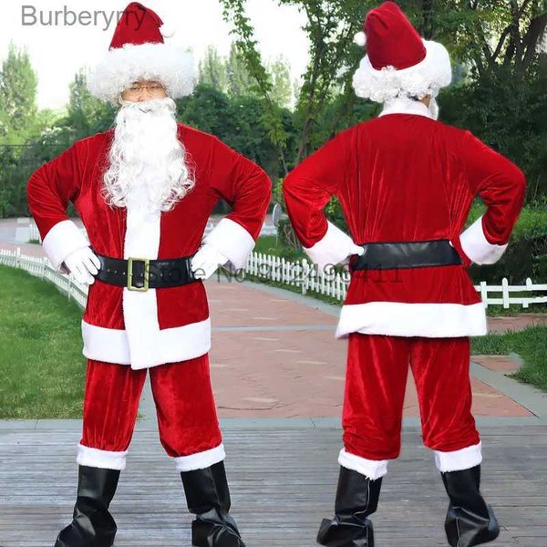 Тематический костюм на Хэллоуин, Рождество, Санта-Клаус приходит, мужской ролевой костюм Санта-Клауса, белая борода, шляпа, парик, ремень, кожаные сапоги, костюм для взрослыхL231010
