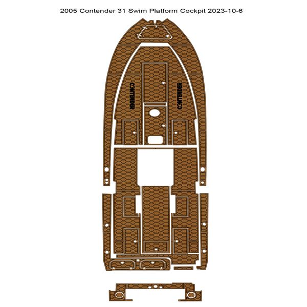 2005 Contender 31 Badeplattform, Cockpit-Pad, Boot, EVA-Faux-Teak-Deck-Bodenmatte