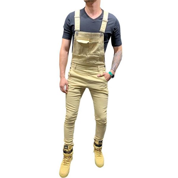 Erkek Kot Pantolon Erkekler için Pocket Denim Genel Tulum Serin Tasarımcı Marka Sokak Giyim Seksi Askı Pantolon E21264a