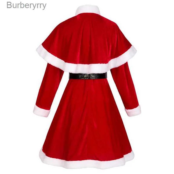 Tema traje festa de natal adulto mulheres cosplay vestido cabo shls santa come veludo vermelho bonito natal ano novo vestido de festa de natal outfitl231010